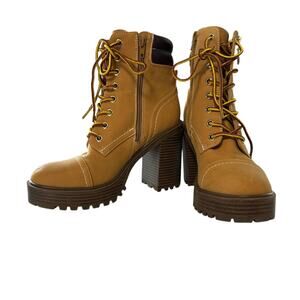Guess GBG Los Angeles Brown Women's Heeled Boots 7 Faux Leather Streetwear